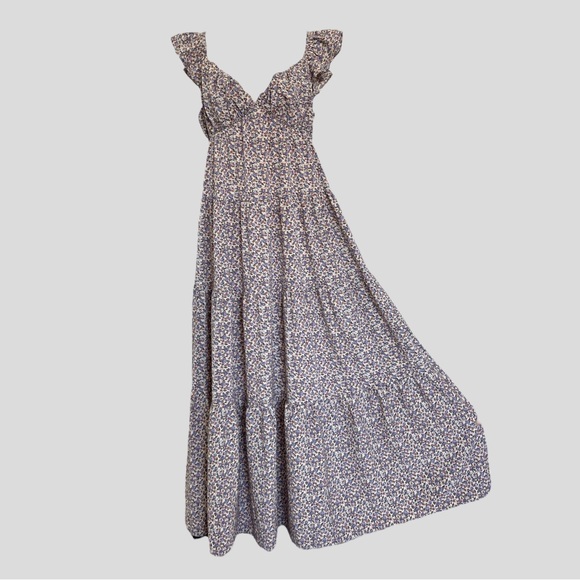 NWT English Factory Floral Ruffle Sleeve Maxi Dress in Ivory Multi - Picture 13 of 16